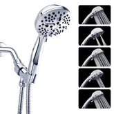 Klabb shower set K-7 High Pressure 3.9 inches Chrome Face Handheld Shower with Hose with 5 function.impluse+trickle+massage+spray+rainfall